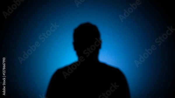 Obraz Silhouette Person against Contrasting Hues and Grain Texture Backdrop