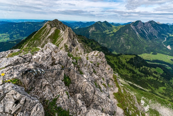 Obraz Breathtaking mountain view from summit of Rotspitze in Allgau region of Bavaria near Bad Hindelang