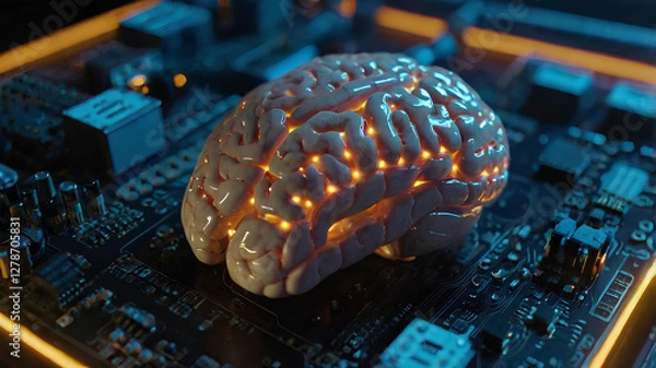 Fototapeta Artificial intelligence technology with human brain 