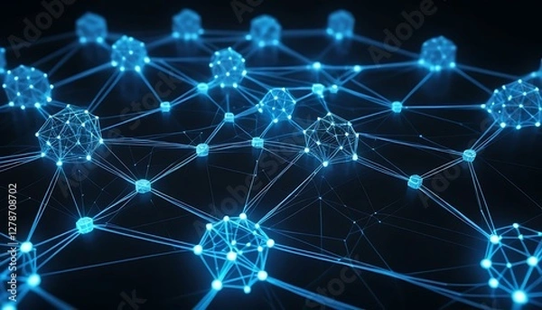 Fototapeta Network Connection: Abstract Digital Technology & Global Connectivity