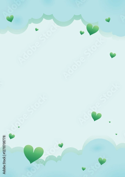 Fototapeta Elegant pastel heart frame background with soft gradient and subtle shadows, vector illustration
