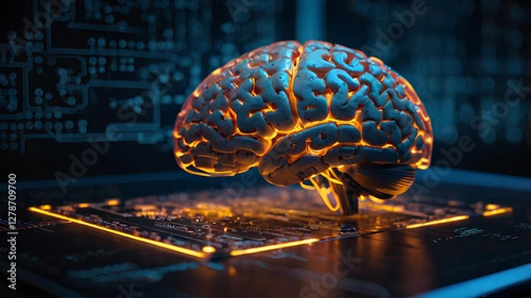 Fototapeta Artificial intelligence technology with human brain 