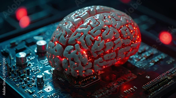 Fototapeta Artificial intelligence technology with human brain 