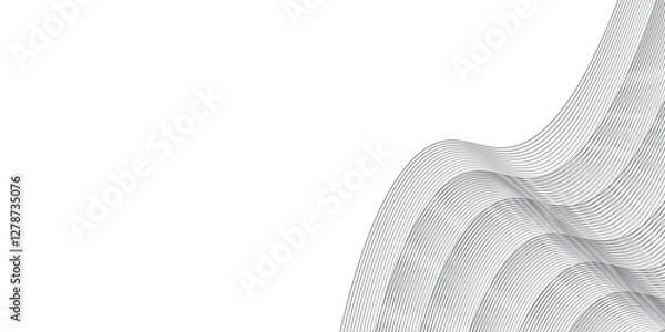 Fototapeta Abstract wave element for design. Digital frequency track equalizer. Stylized line art background. Vector illustration. Wave with lines created using blend tool. Curved wavy line, smooth stripe.