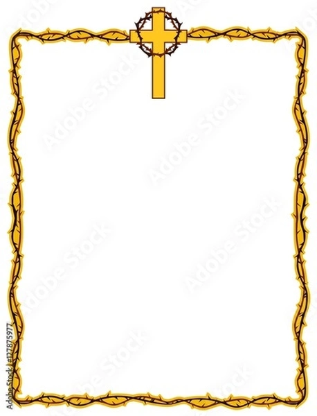 Obraz Christian frame design with cross and crown of thorns 