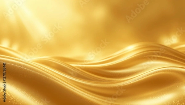 Fototapeta Abstract golden gradient background with smooth flowing waves and a soft glowing light effect
