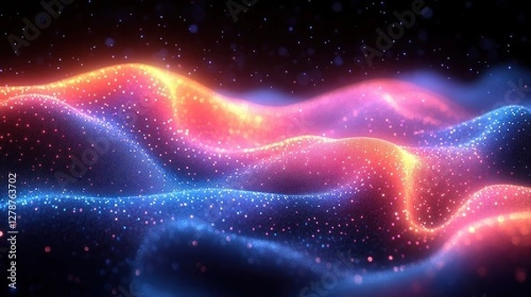Fototapeta Glowing Waves, Particle Background, Abstract Design