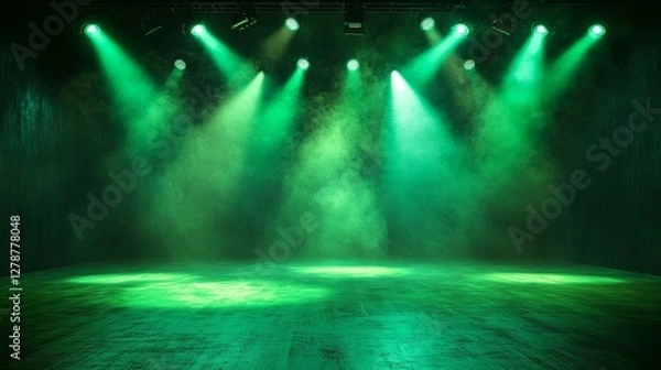 Obraz Dramatic green lighting on performance stage for live event