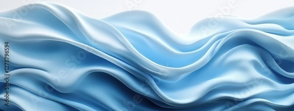 Fototapeta Captivating Waves of Blue Fabric Flowing Seamlessly, Creating a Dreamy and Serene Atmosphere
