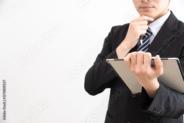 Obraz 資料を見て考えるビジネスマン