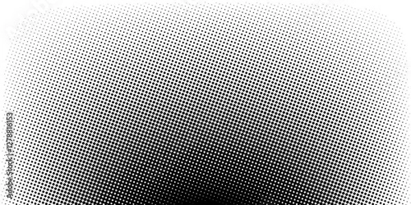Fototapeta Dotted gradient vector illustration, white and black halftone background, horizontal seamless dotted lines, monochrome dots texture backdrop, retro effect. modern