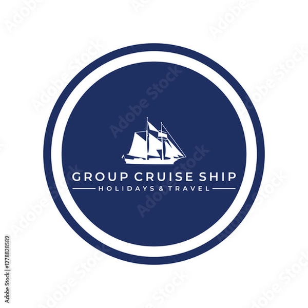 Fototapeta cruise ship logo design vector