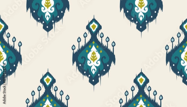 Fototapeta geometric ethnic vintage texture vector art design. textile fashion pattern line ikat seamless pattern and batik fabric texture asian background wallpaper geometry indian. Ethnic abstract ikat art .