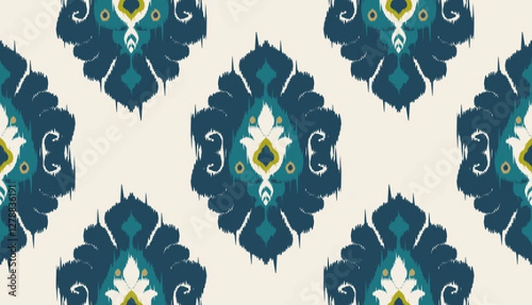 Fototapeta geometric ethnic vintage texture vector art design. textile fashion pattern line ikat seamless pattern and batik fabric texture asian background wallpaper geometry indian. Ethnic abstract ikat art .