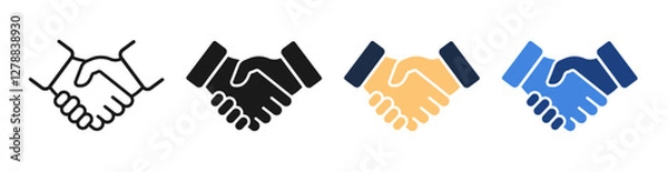 Fototapeta Handshake simple icon set. Business agreement handshake line and flat icon. Vector