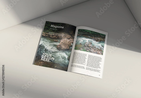 Fototapeta Open A4 Magazine Mockup on the floor or table