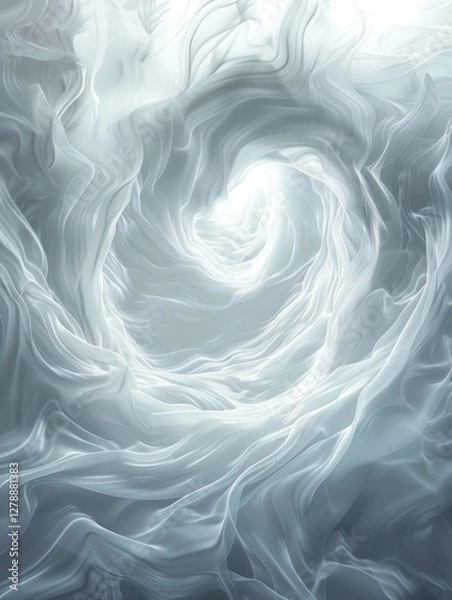 Obraz A white light vortex expands, creating soft spirals that resemble a celestial gateway in a heavenly scene
