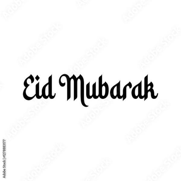 Fototapeta Eid Mubarak writing on white background. white background vector illustration.