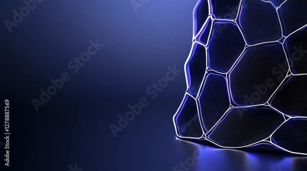 Obraz Abstract Hexagonal Structure with Neon Glow on Dark Background for Modern Design Concepts
