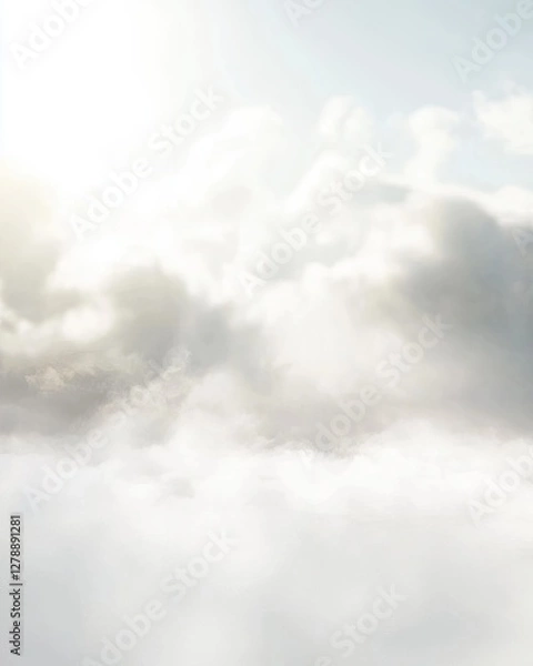 Fototapeta A cloudy sky with a sun shining through the clouds