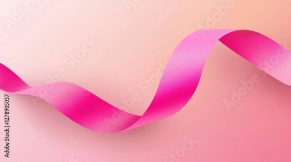 Fototapeta A flat design of a pink ribbon vector with clean lines and a soft gradient. 