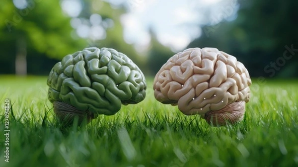 Fototapeta A digital brain with intricate neural connections visualized as a winding road.