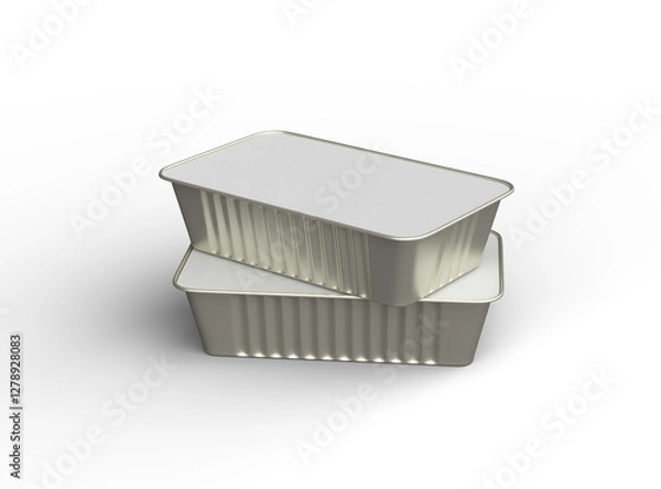 Obraz 3d rendered image of a narrow rectangular food foil tray isolated on a transparent background
