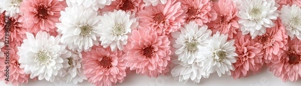 Fototapeta Beautiful Arrangement of White and Pink Flowers with Delicate Petals for Background or Decor Use