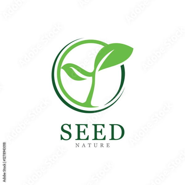 Fototapeta Sprout Plant Leaves Eco Farm Logo Design Vector