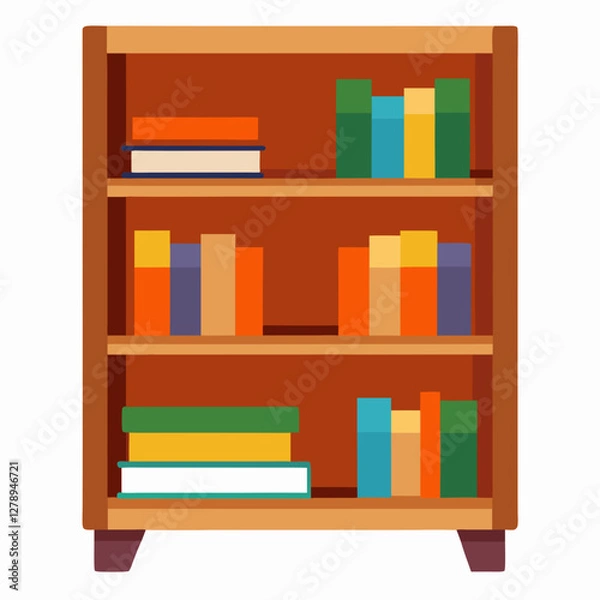 Fototapeta Minimalist Bookshelf Vector Illustration on White Background