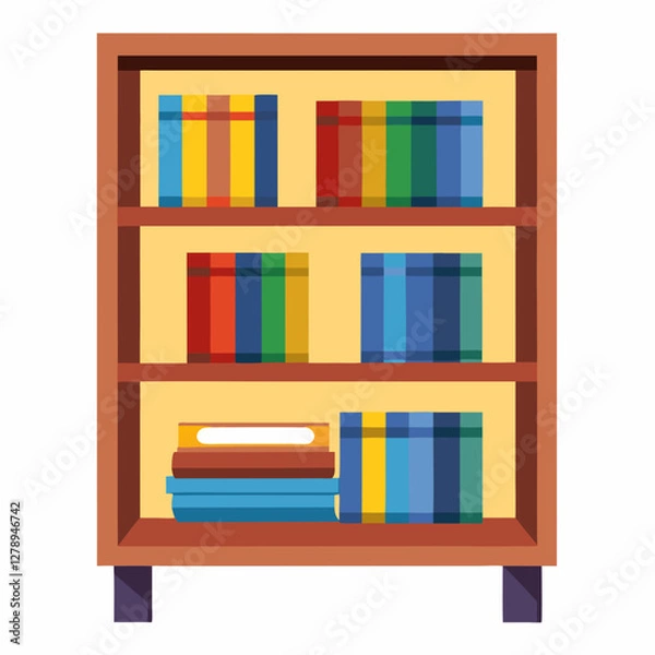 Fototapeta Minimalist Bookshelf Vector Illustration on White Background