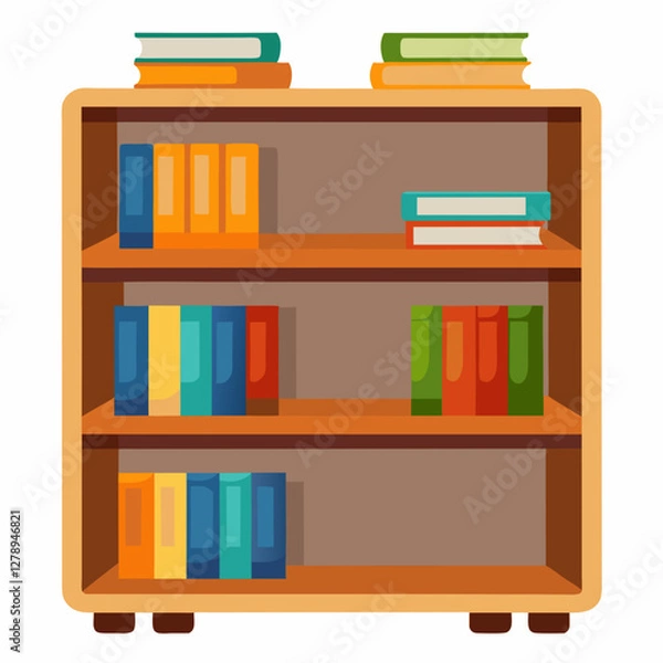 Fototapeta Minimalist Bookshelf Vector Illustration on White Background