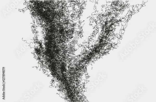 Fototapeta Abstract massive structure made by shuffled round particles. Swarm of dots. Rippled random halftone illustration for backdrop. Element of design.