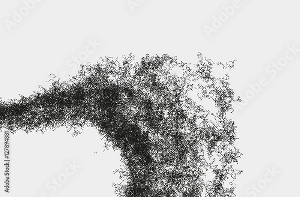 Fototapeta Abstract massive structure made by shuffled round particles. Swarm of dots. Rippled random halftone illustration for backdrop. Element of design.