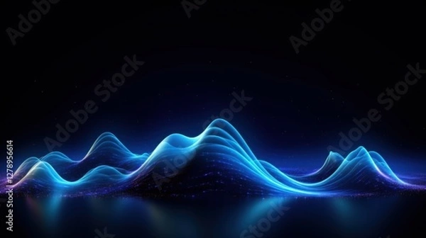 Obraz Stunning Digital Abstract Representation of Waves with Ethereal Glow and Deep Space Background