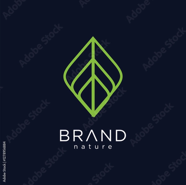Fototapeta Abstract Leaf Geometry Logo Concept Simple And Modern Shape