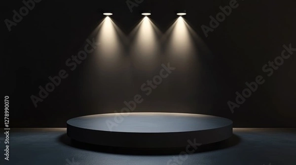 Obraz Abstract dark space background. Product showcase with spotlight, Black studio room background, Empty space studio dark room with spot lighting in black background. Use as montage for product display.