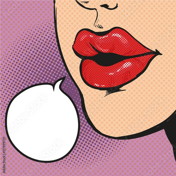 Obraz Woman mouth pop art comic vector