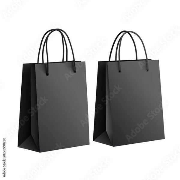 Fototapeta A black shopping bag with a handle that says shopping