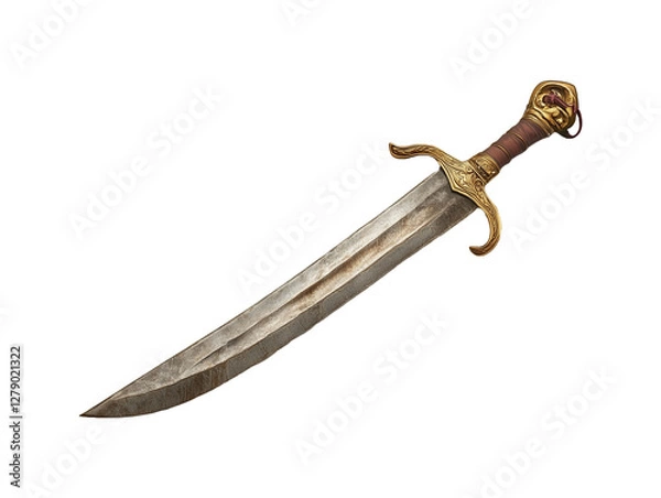 Obraz old antique dagger isolated on white background