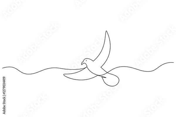 Fototapeta Bird continuous one line drawing and minimalist style isolate outline vector illustration