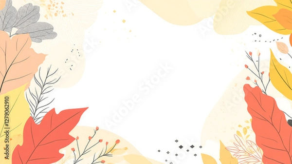 Fototapeta Elegant Autumn Floral Background with Red and Black Leaves – Ideal for Invitations, Seasonal Design & Branding, graphic design, seasonal marketing, website backgrounds, social media templates,