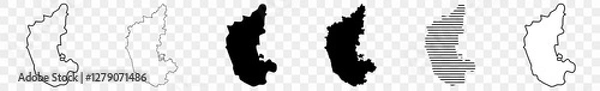 Fototapeta Karnataka Map Black | Indian State Border | State Country | Transparent Isolated | Variations