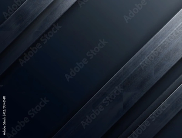 Fototapeta Black dark blue silver white modern abstract background. Geometric shape. Line stripe angle 3d shadow. Gradient. Metal metallic. Brushed matte. Business technology. Wide banner. Panoramic. Minimal