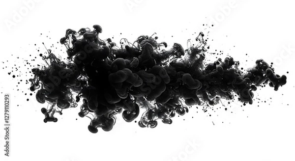 Fototapeta Black ink swirling in water, abstract design element