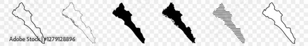 Fototapeta Sinaloa Map Black | Mexican State Border | State Country | Transparent Isolated | Variations