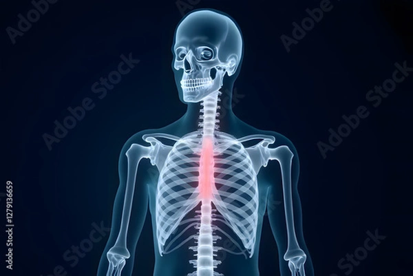 Fototapeta An x-ray image of the human respiratory system created by AI