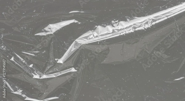 Fototapeta Transparent plastic film texture displaying unique wrinkles and light reflection