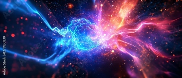 Obraz Vibrant cosmic energy swirl in deep space.