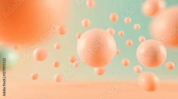 Fototapeta Floating Peach Spheres Abstract Background Image
